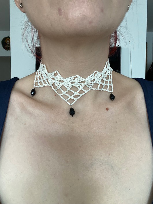 chokery Choker koronkowy ecru