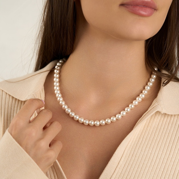 chokery Choker naszyjnik perły-  srebro 925