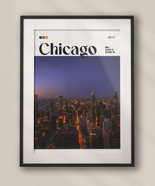 plakaty Minimalistyczny plakat Chicago USA - Do salonu, sypialni, biura