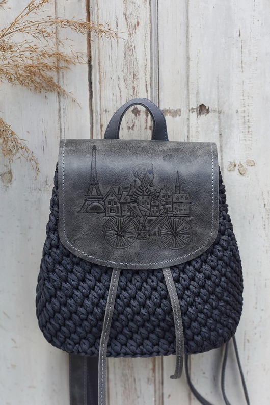 plecaki Plecak handmade ze sznurka poliestrowego: 25x23x12 cm