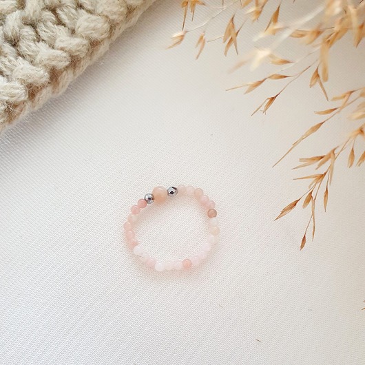 pierścionek z opalem różowym LEI handmade 