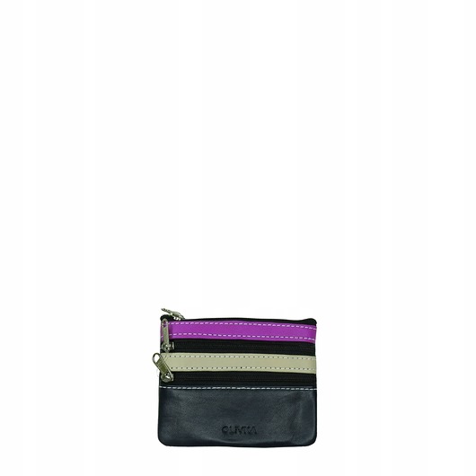 portfele damskie Saszetka skórzana na klucze z kółkiem monety bilonówka skórzana OLIVKA