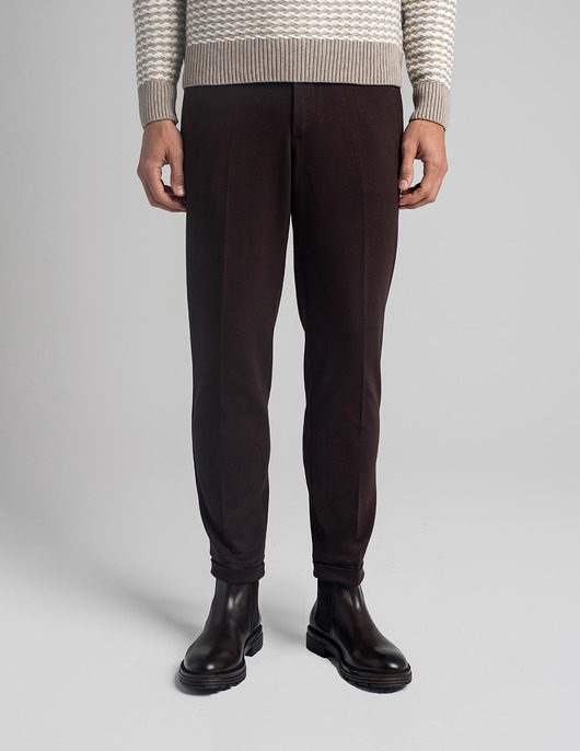 spodnie męskie Spodnie prossedi brązowe slim fit