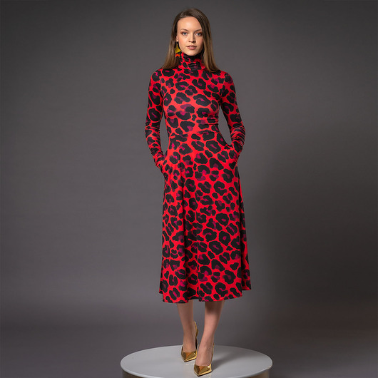 sukienki midi damskie Sukienka z golfem - Agata Solar Tropic