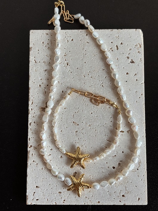 złote naszyjniki Naszyjnik z pereł naturalnych gwiazda