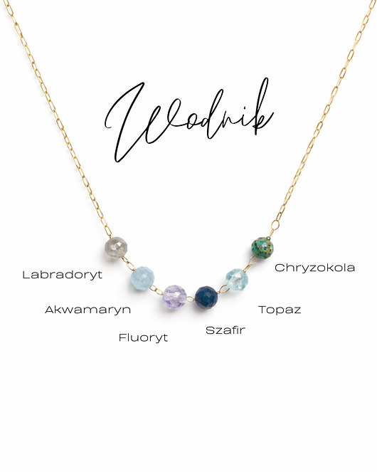 złote naszyjniki Twój ZODIAK, Naszyjnik Glam, Wodnik, złoty