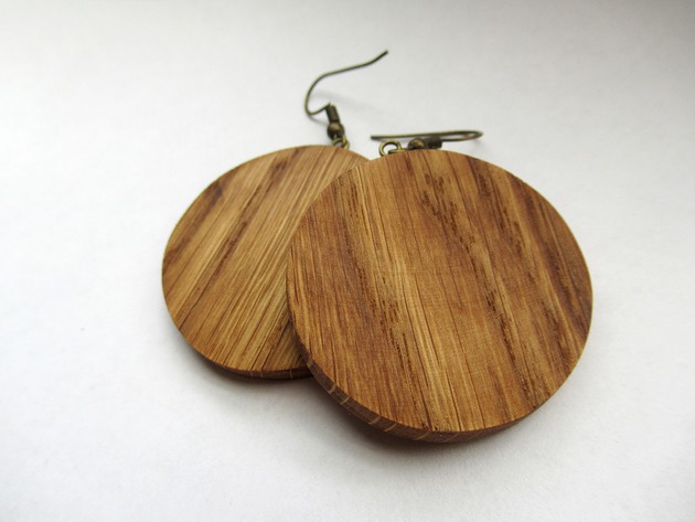 kolczyki drewniane Drewniane koła dąb duże