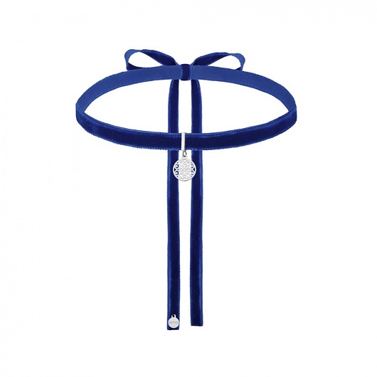 Kobaltowy choker ze srebrną rozetą SOTHO
