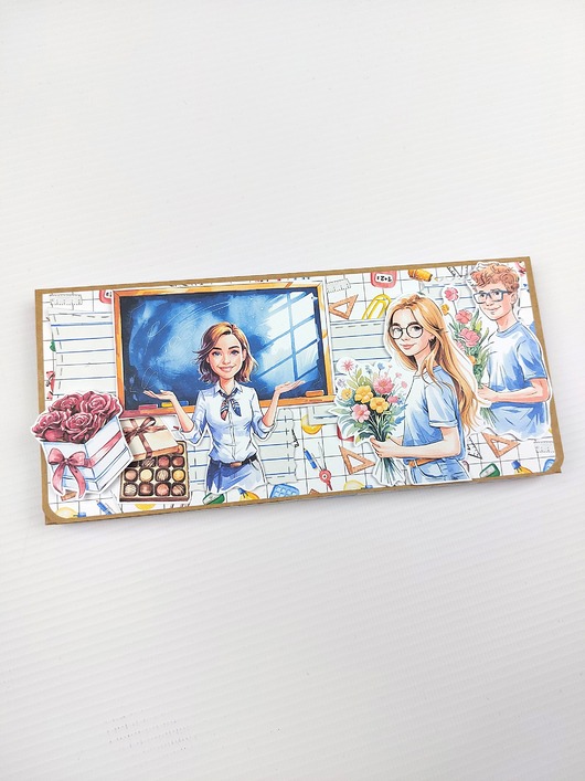 kartki scrapbooking Opakowanie na czekoladę dla Nauczyciela /szkolne3/