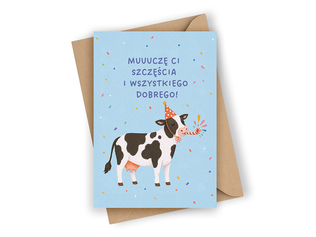 kartki okolicznościowe - wydruki Kartka urodzinowa- Muuuczę Ci szczęścia i wszystkiego dobrego!