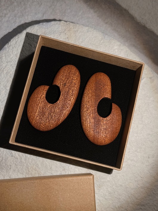 kolczyki drewniane Drewniane kolczyki Sapeli Spiral