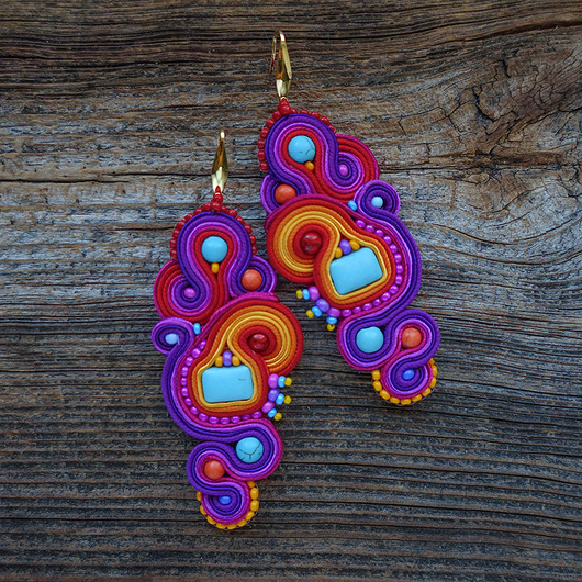 kolczyki soutache Letnie i kolorowe kolczyki sutasz