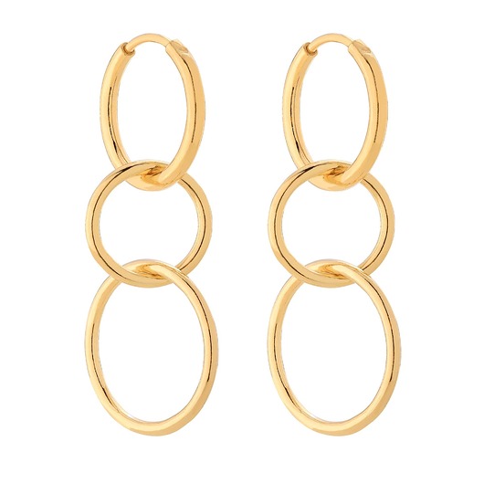 kolczyki srebrne Złote długie kolczyki potrójne koła