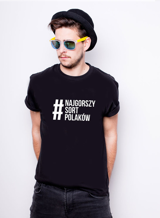T-shirt męski czarny - #NAJGORSZY SORT POLAKÓW AllbagAllprints