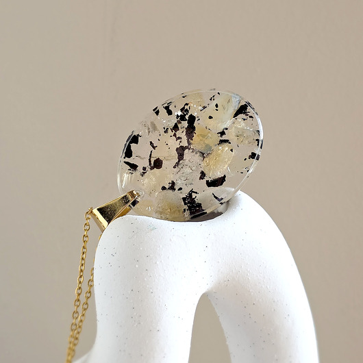 wisiory Cytryn i czarny turmalin naszyjnik owal