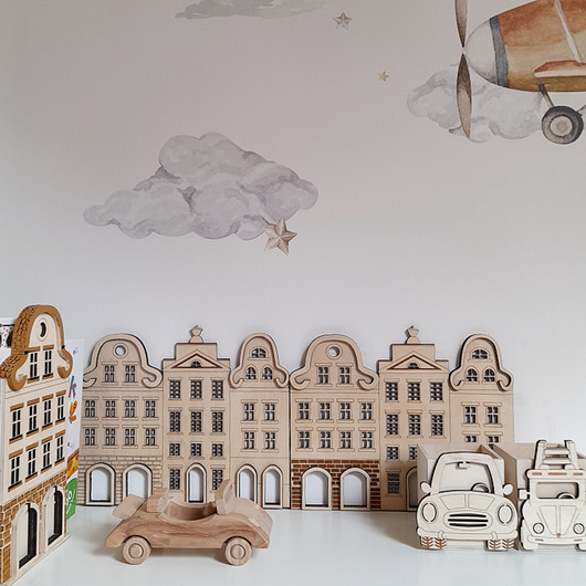 obrazy i plakaty do pokoju dziecięcego Drewniane kamieniczki