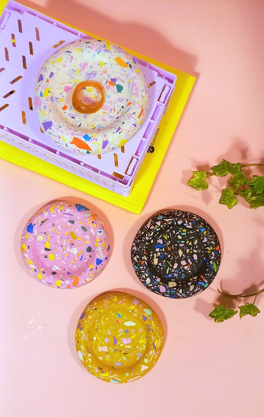 pojemniki na biżuterię Talerz na biżuterię, pączek, kolorowe lastryko