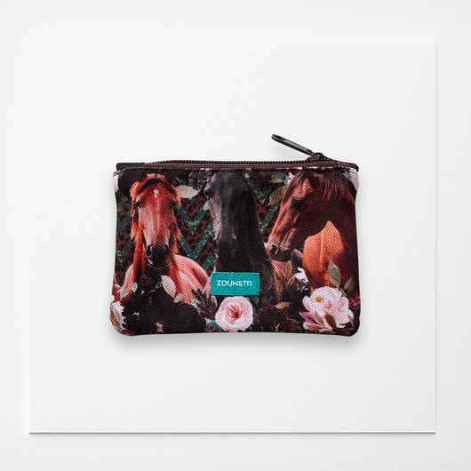 portfele damskie Portfelik mini - konie w kwiatach