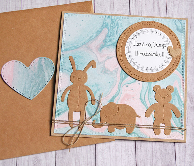 kartki scrapbooking kartka na urodzinki : pastelowa
