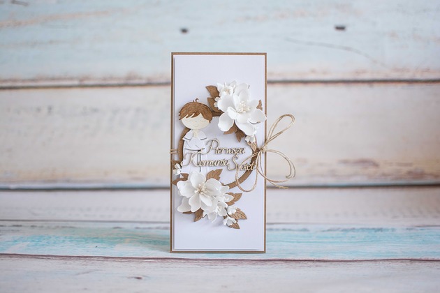 kartki scrapbooking Pamiątka Komunii Świętej dla chłopca