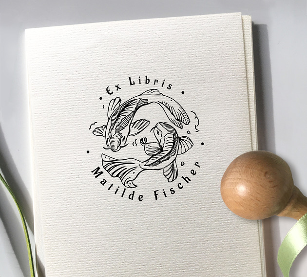 stemple Pieczątka ex libris - Japońskie Ryby Koi