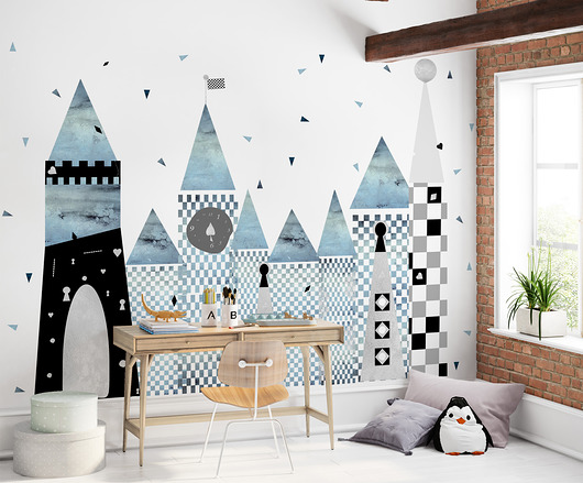 naklejki ścienne do pokoju dziecka Tapeta dziecięca Blue Wonderland (mural )