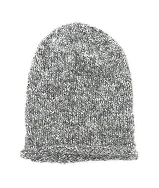czapki damskie Luźna czapka szary melanż beanie hipster nerd krasnal