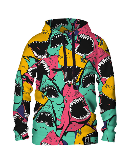 bluza z kapturem damska Damska Bluza z kapturem DR.CROW Angry Sharks
