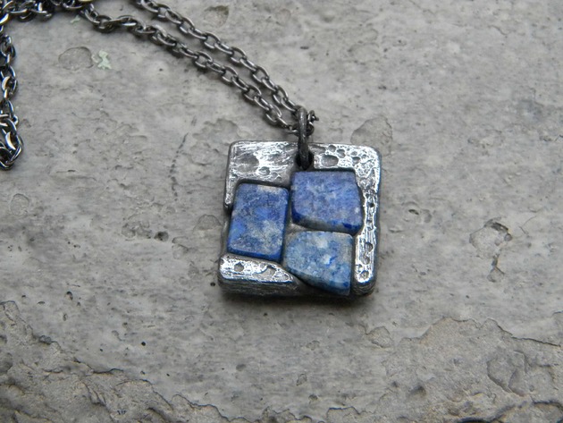 biżuteria męska Płyta z lapis lazuli     - naszyjnik