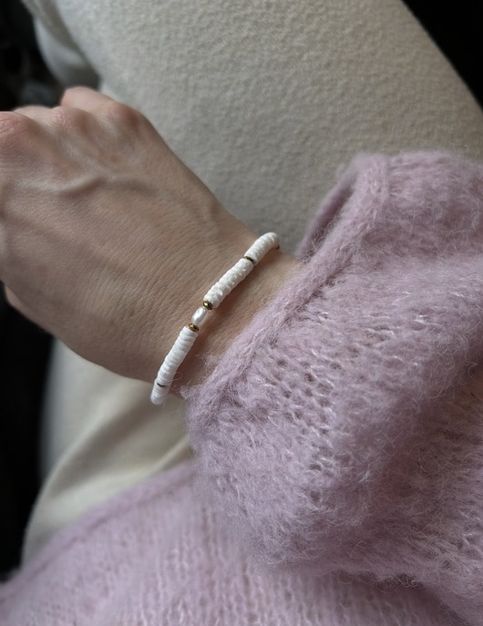 bransoletki z kamieni naturalnych Letnie wibracje - bransoletka z Muszlą i Perłą