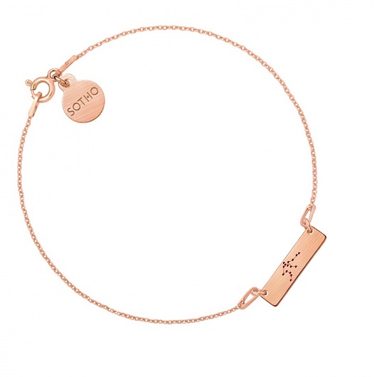 bransoletki srebrne Bransoletka matowa z różowego złota z konstelacją Wodnika