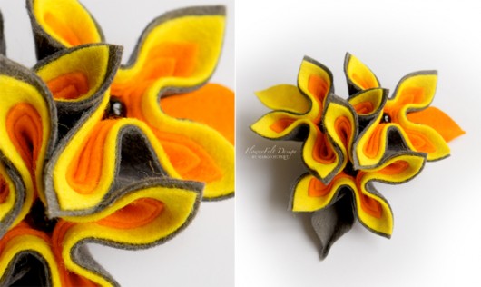 pomarańczowy szary żółty FlowerFelt Design