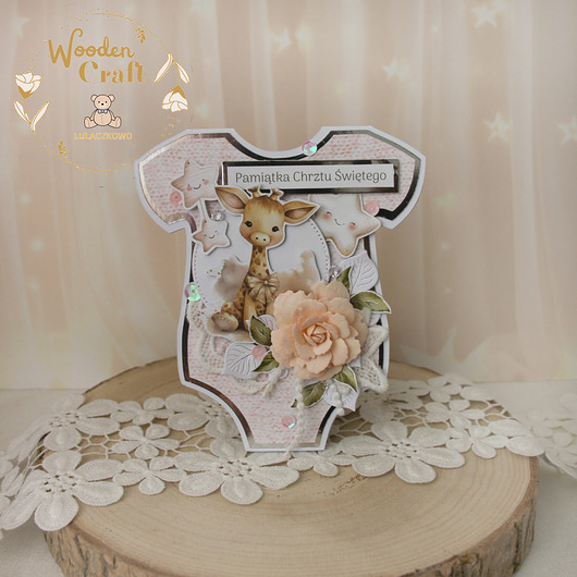 kartki, zaproszenia na chrzest Kartka body na chrzest, roczek, narodziny "CuteBabyGirl" GOTOWA