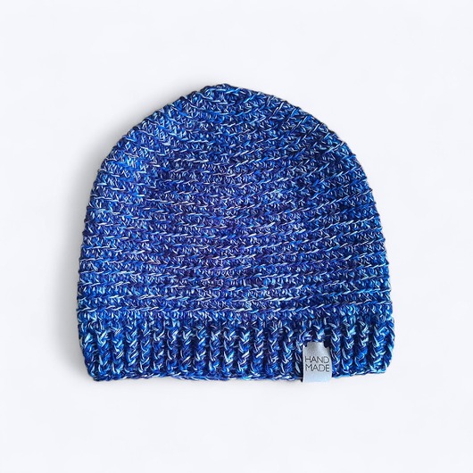 czapki damskie Ciepła czapka z wełny merino niebieski melanż