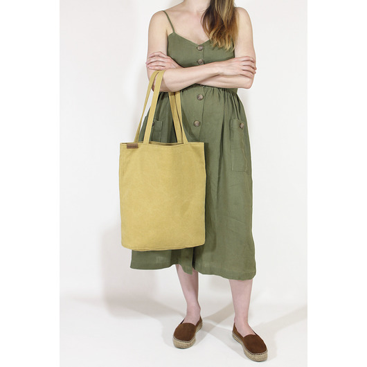 Shopper bag XL żółta torba z grubej bawełny hairoo