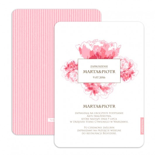 Zaproszenie Ślubne Kolekcja PEONIE 2 Panna Bridette
