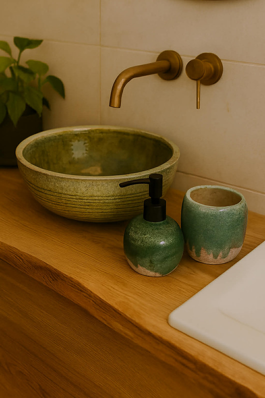 mydelniczki Zestaw łazienkowy akcesoria Dozownik na mydło Mydelniczka, turkusowa łazienka