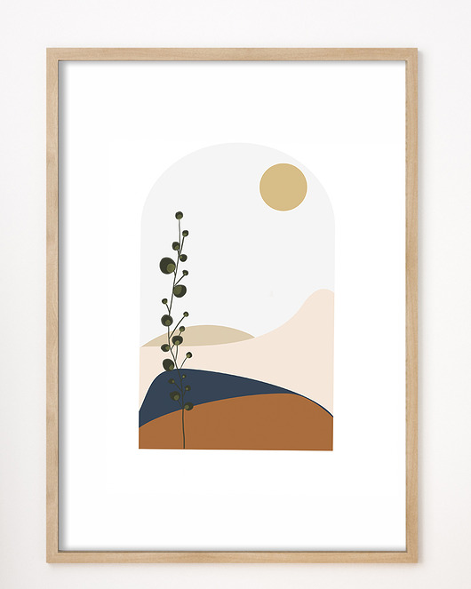 Plakat z motywem botanicznym 'Roślina w okienku' Szare Kropki
