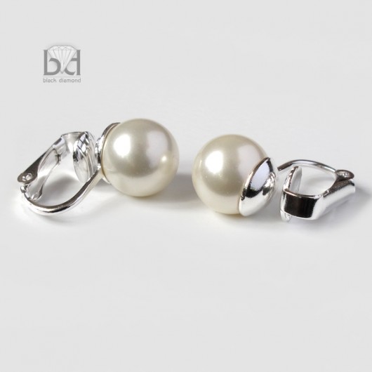 Klipsy z dużą perłą kryształ Swarovski  Black Diamond