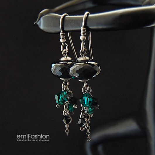 Onyks kryształ Swarovski Srebro MAREMI Jewelry