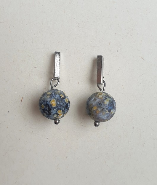 kolczyki z kamieniami Kolczyki PATYCZKI jaspis oceaniczny