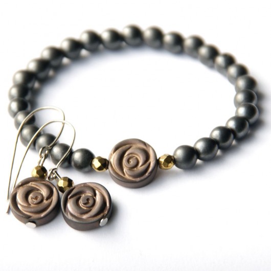 ROSES bransoletka & kolczyki :: hematyt SET III kaktusia