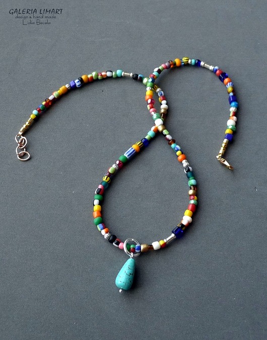 naszyjniki - inne Boho optymistycznie Cudnie kolorowy naszyjnik handmade poprawi Ci nastrój 3w1