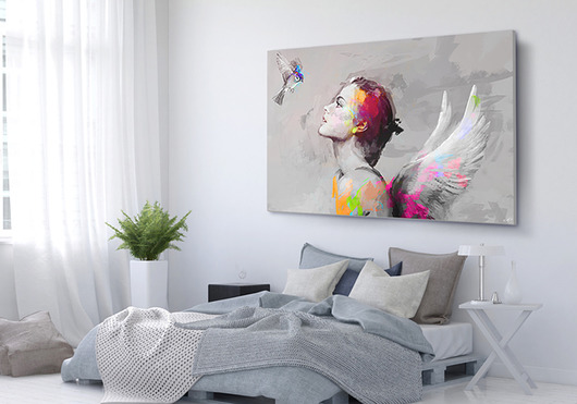 obrazy Obraz na płótnie "SHE & BIRD" 120X80 CM