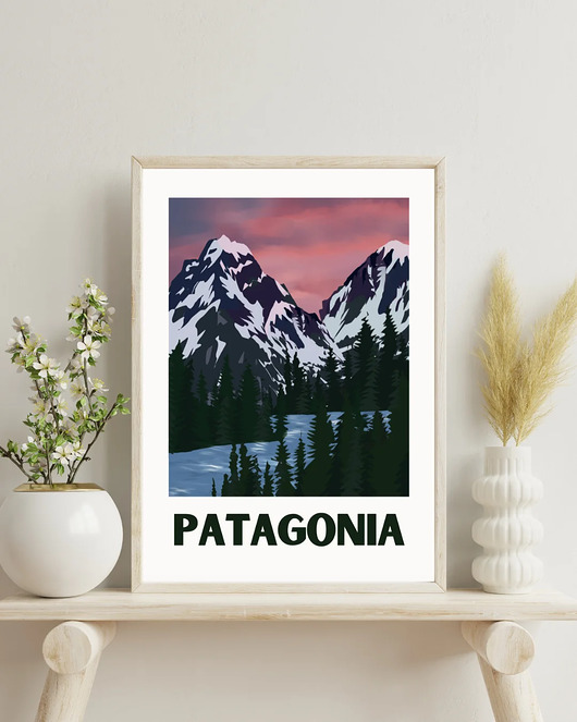 grafiki i ilustracje PATAGONIA- plakat górska kraina