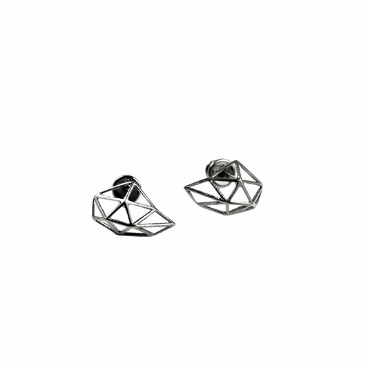 Kolczyki srebrne 3D OXIDIZED SILVER STUDS - NEW GEOMETRY Unikke Design