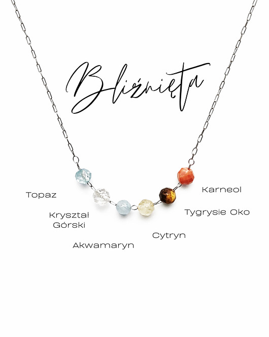 srebrne naszyjniki Twój ZODIAK, Naszyjnik Glam, Bliźnięta, srebrny