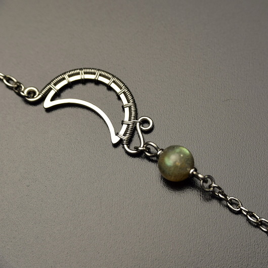 bransoletki wire wrapping Bransoletka labradoryt wire wrapping księżyc lunula