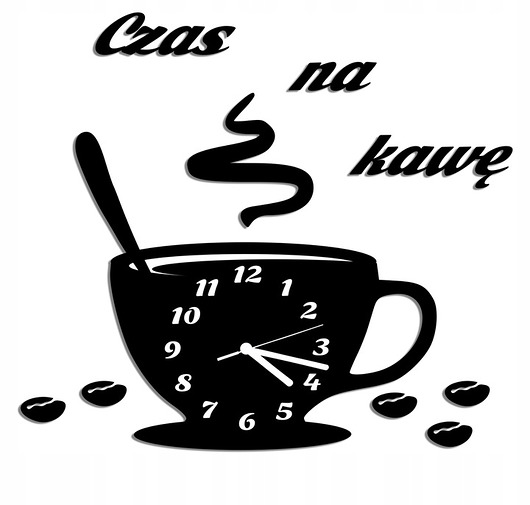 zegary zegar FILIŻANKA kuchenny duży + dekory 3d cichy