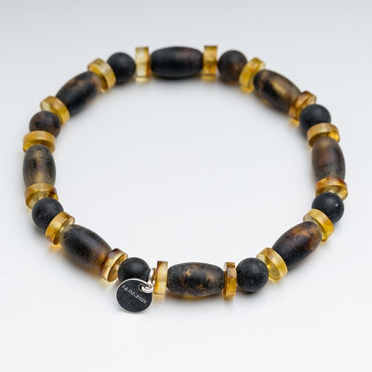 biżuteria męska Personalizowana bransoletka męska bursztyn bałtycki